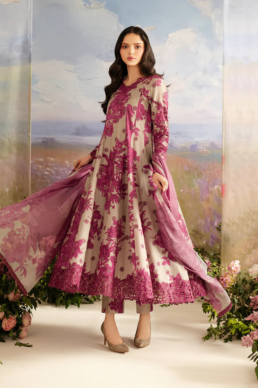 EMBROIDERED PRINTED LAWN Unstitch
